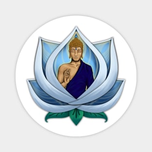 Buddha inside blue Lotus Flower Magnet